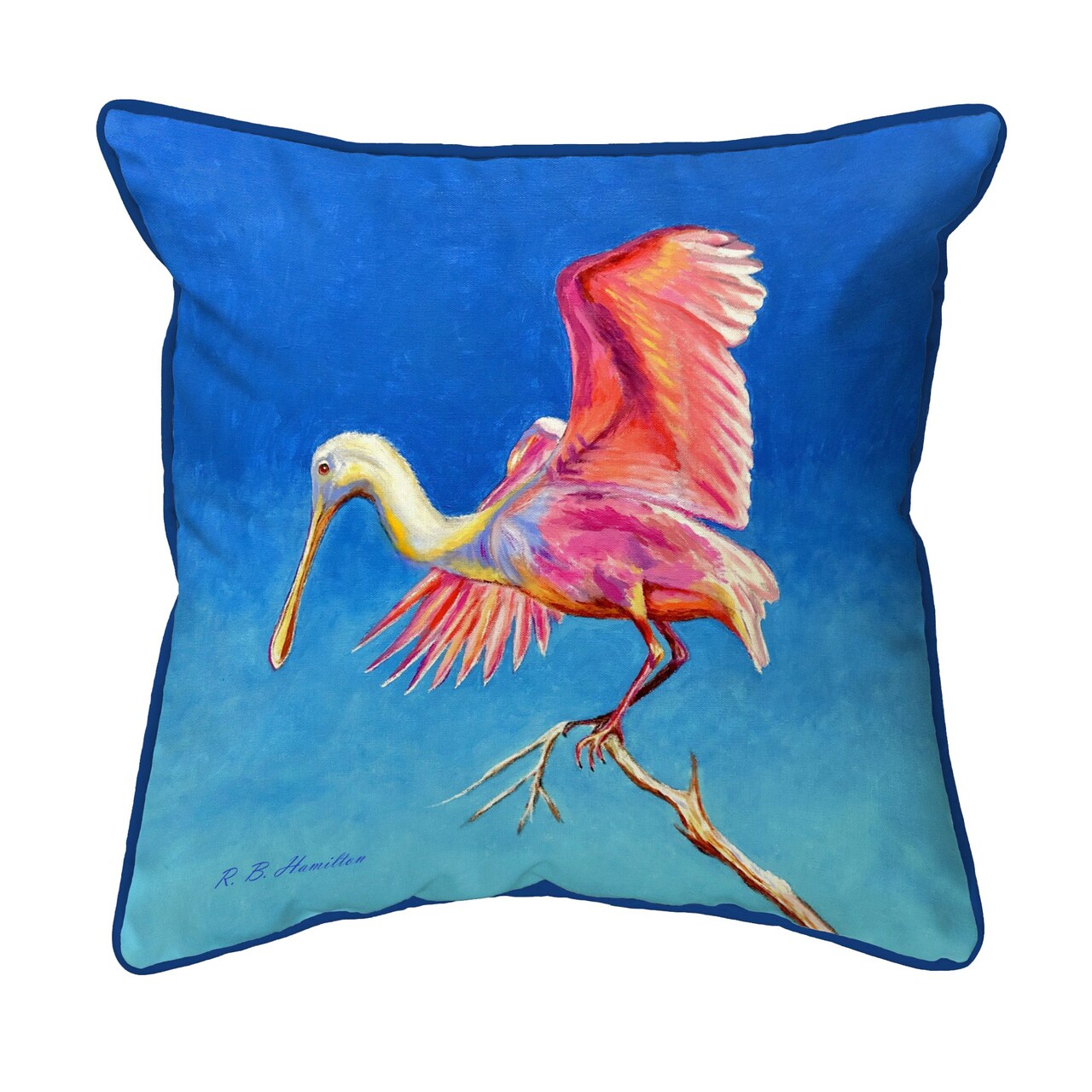Betsy Drake Spoonbill Wings Large Indoor/Outdoor Pillow 18x18